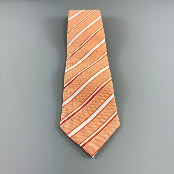 JT Collection Peach / White Striped Men's Tie 4" x 60" - Picture 1 of 4